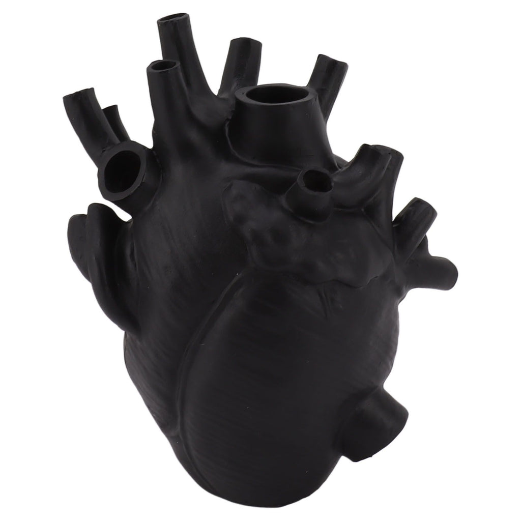 Heart Shaped Vase Decorative Modern Resin Exquisite Planter Pot for Home Office Bedroom Wedding Black