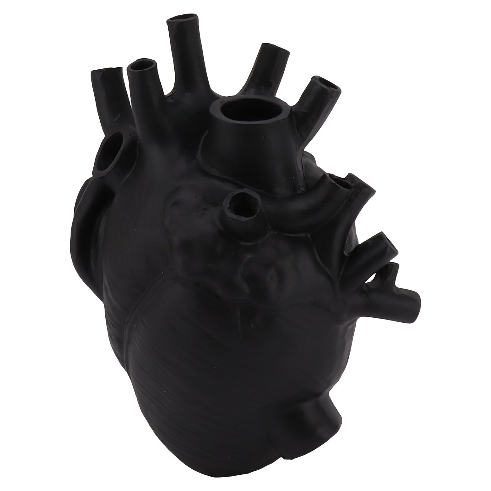 Heart Shaped Vase Decorative Modern Resin Exquisite Planter Pot for Home Office Bedroom Wedding Black