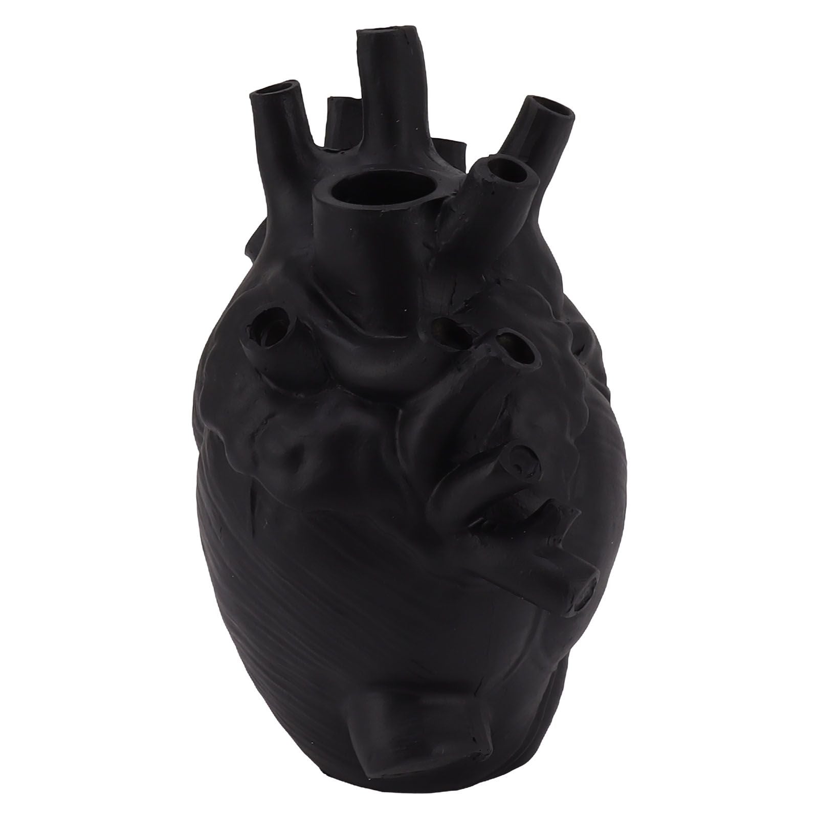 Heart Shaped Vase Decorative Modern Resin Exquisite Planter Pot for Home Office Bedroom Wedding Black