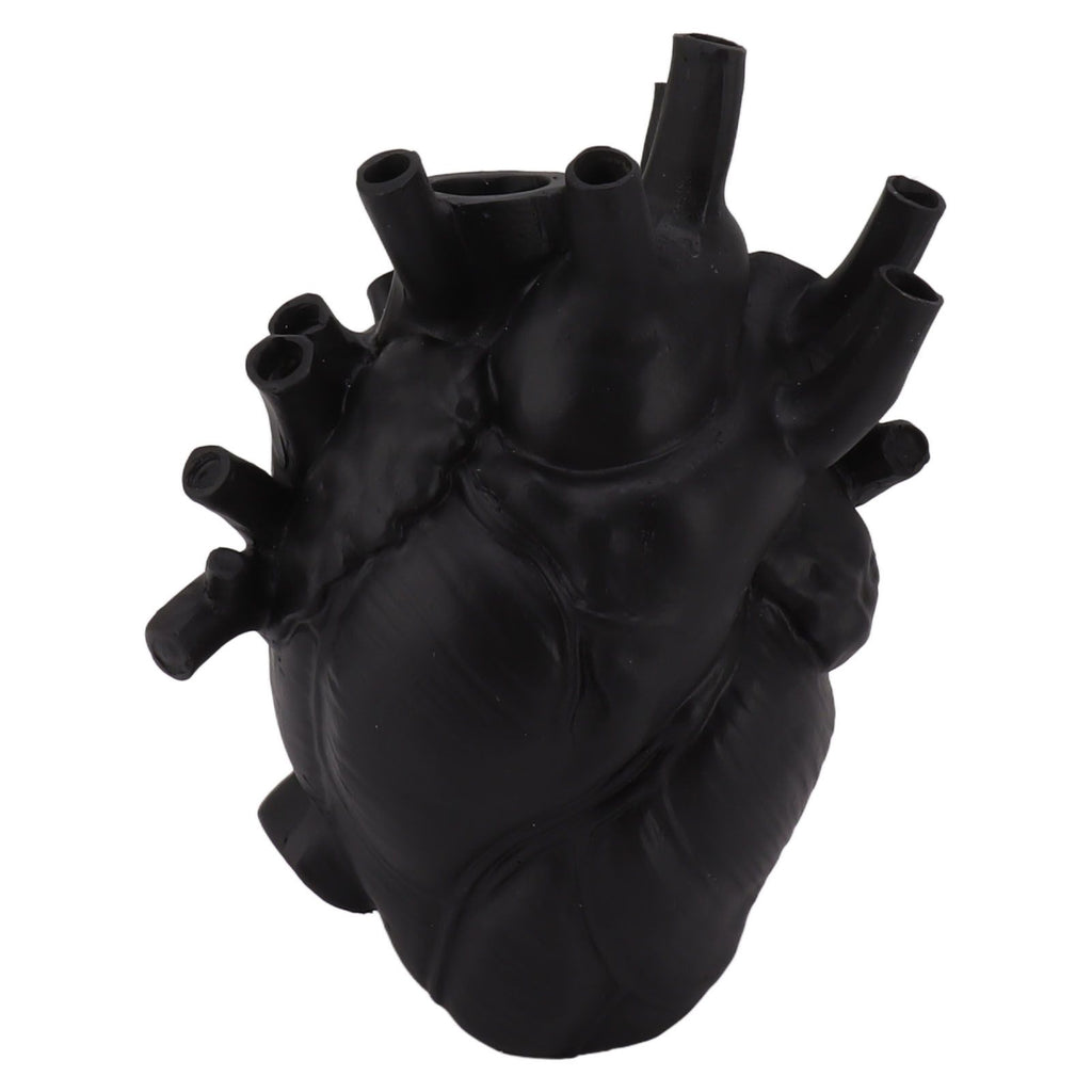 Heart Shaped Vase Decorative Modern Resin Exquisite Planter Pot for Home Office Bedroom Wedding Black