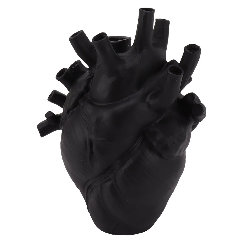 Heart Shaped Vase Decorative Modern Resin Exquisite Planter Pot for Home Office Bedroom Wedding Black