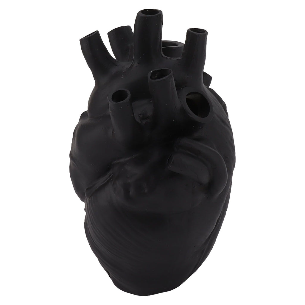 Heart Shaped Vase Decorative Modern Resin Exquisite Planter Pot for Home Office Bedroom Wedding Black