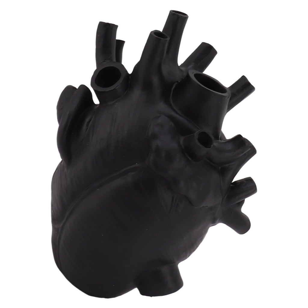 Heart Shaped Vase Decorative Modern Resin Exquisite Planter Pot for Home Office Bedroom Wedding Black
