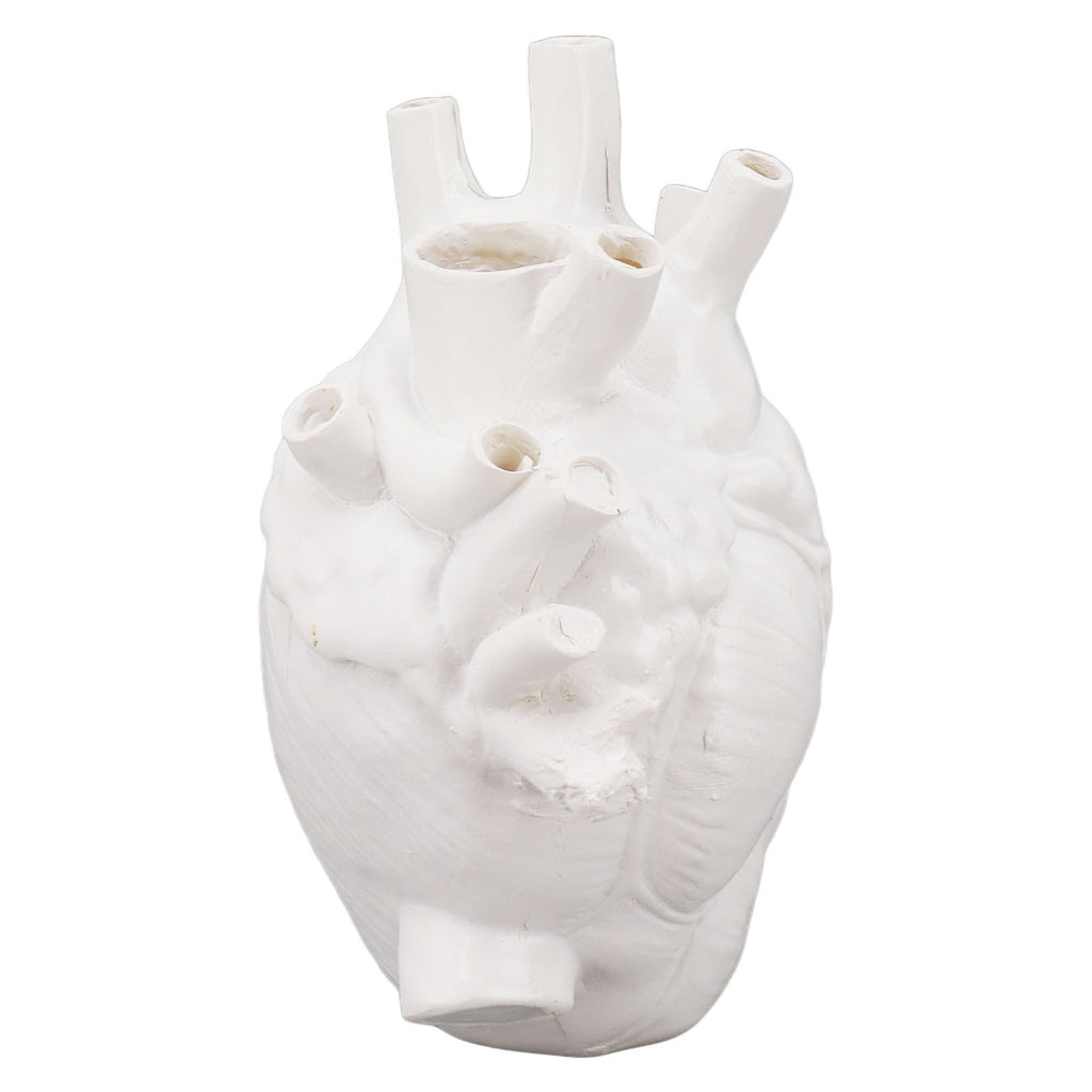 Heart Shaped Vase Decorative Modern Resin Exquisite Planter Pot for Home Office Bedroom Wedding White