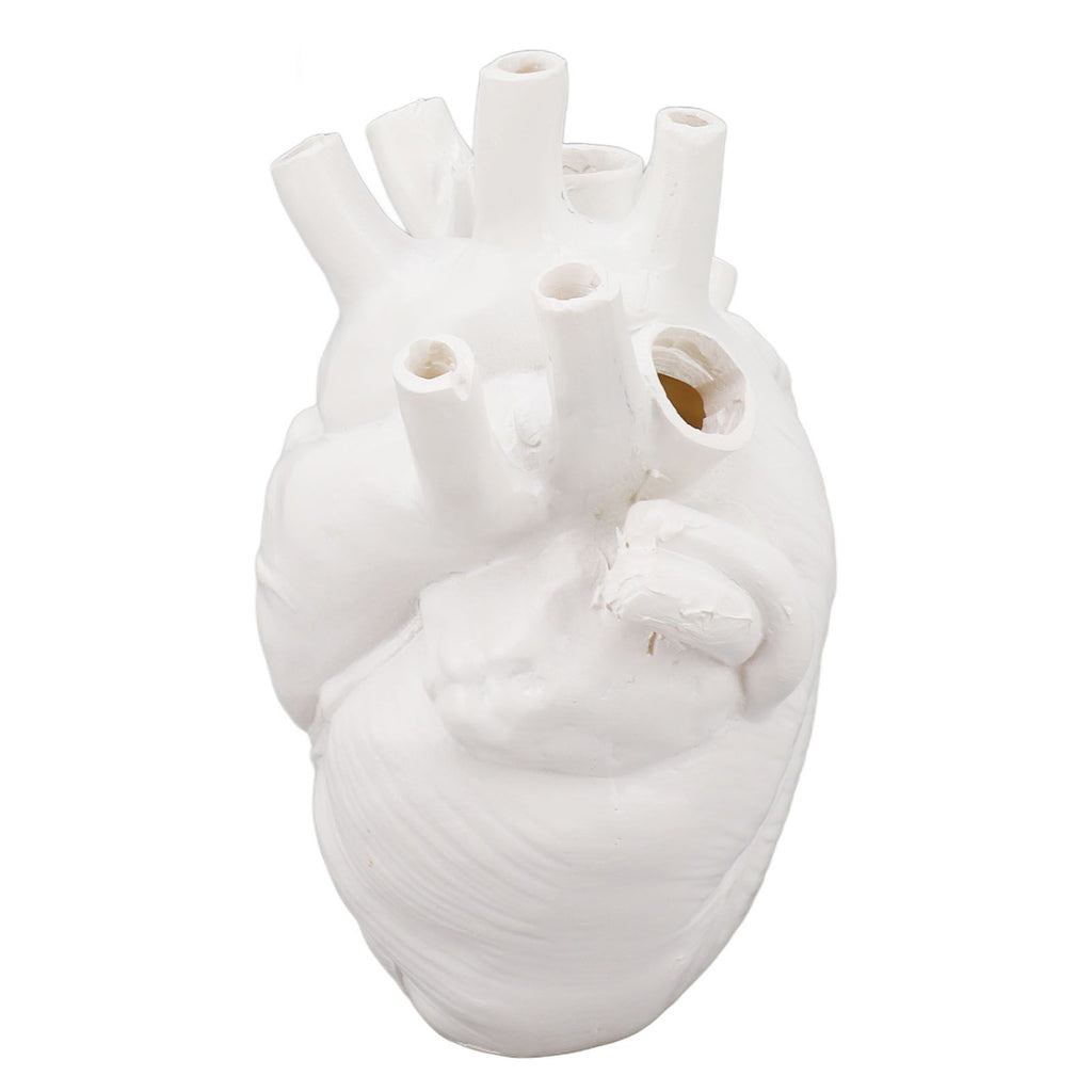 Heart Shaped Vase Decorative Modern Resin Exquisite Planter Pot for Home Office Bedroom Wedding White