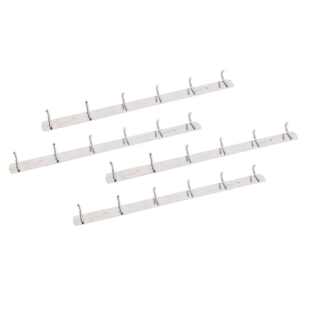 4 Pcs 6 Hooks Stainless Steel Cloak Hanger Wall Mounted Hanging Coat Rack for Laundry Rooms Entryways