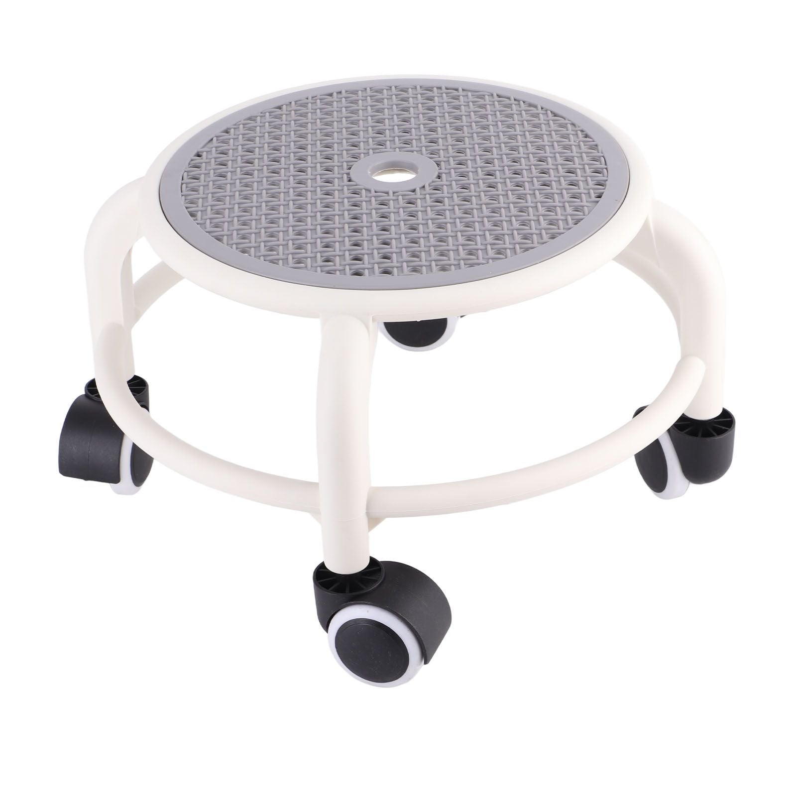 Round Rolling Low Stool Comfortable Universal Wheel Movable Mini Stool High Weight Capacity for Home Grey