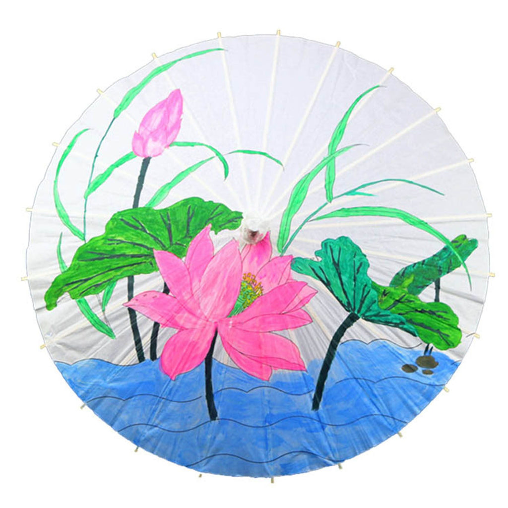Kids Paper Parasol Bamboo and Paper Chinese Style Elegant White DIY Paper Umbrellas for Decoration 40cm/15.7in