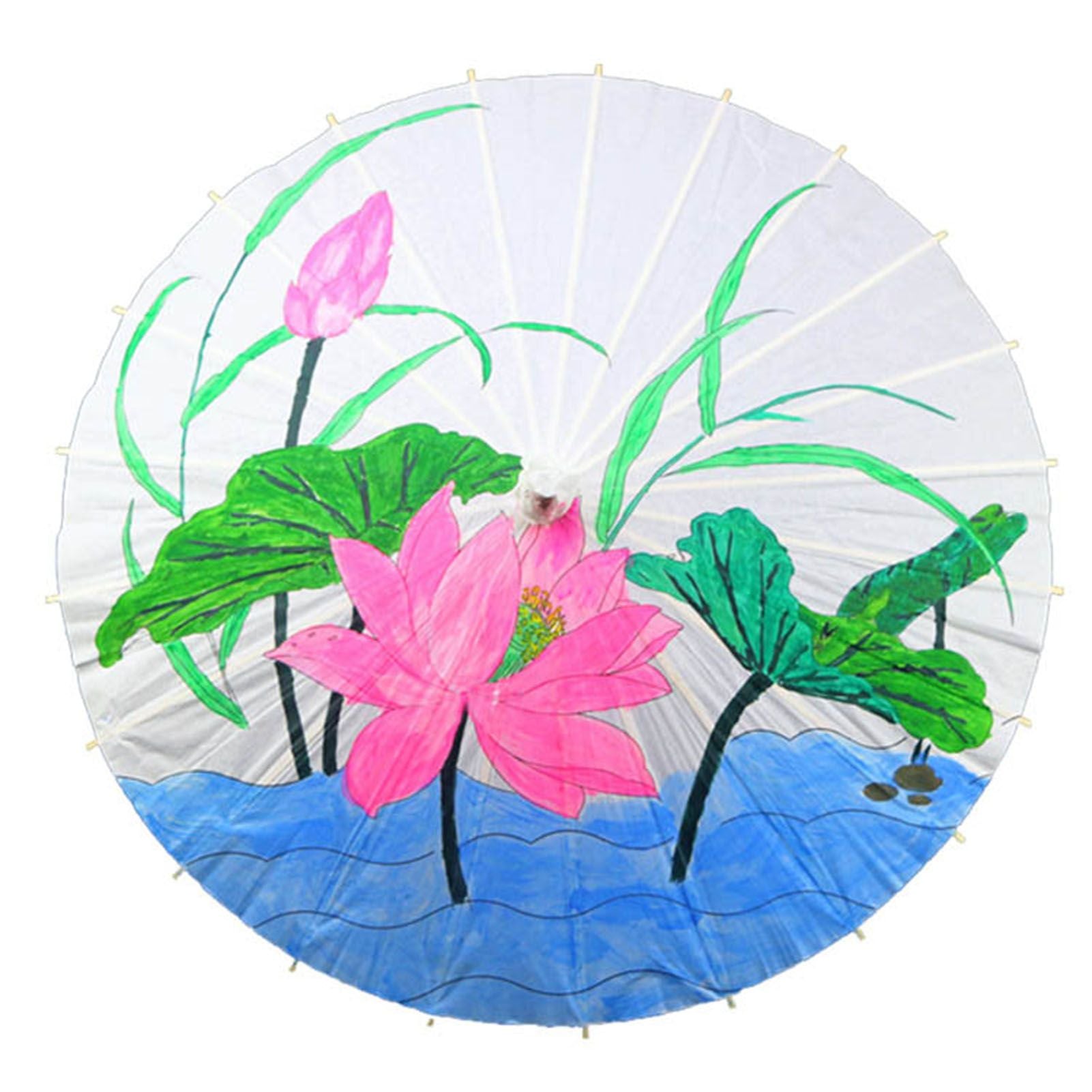 Kids Paper Parasol Bamboo and Paper Chinese Style Elegant White DIY Paper Umbrellas for Decoration 40cm/15.7in