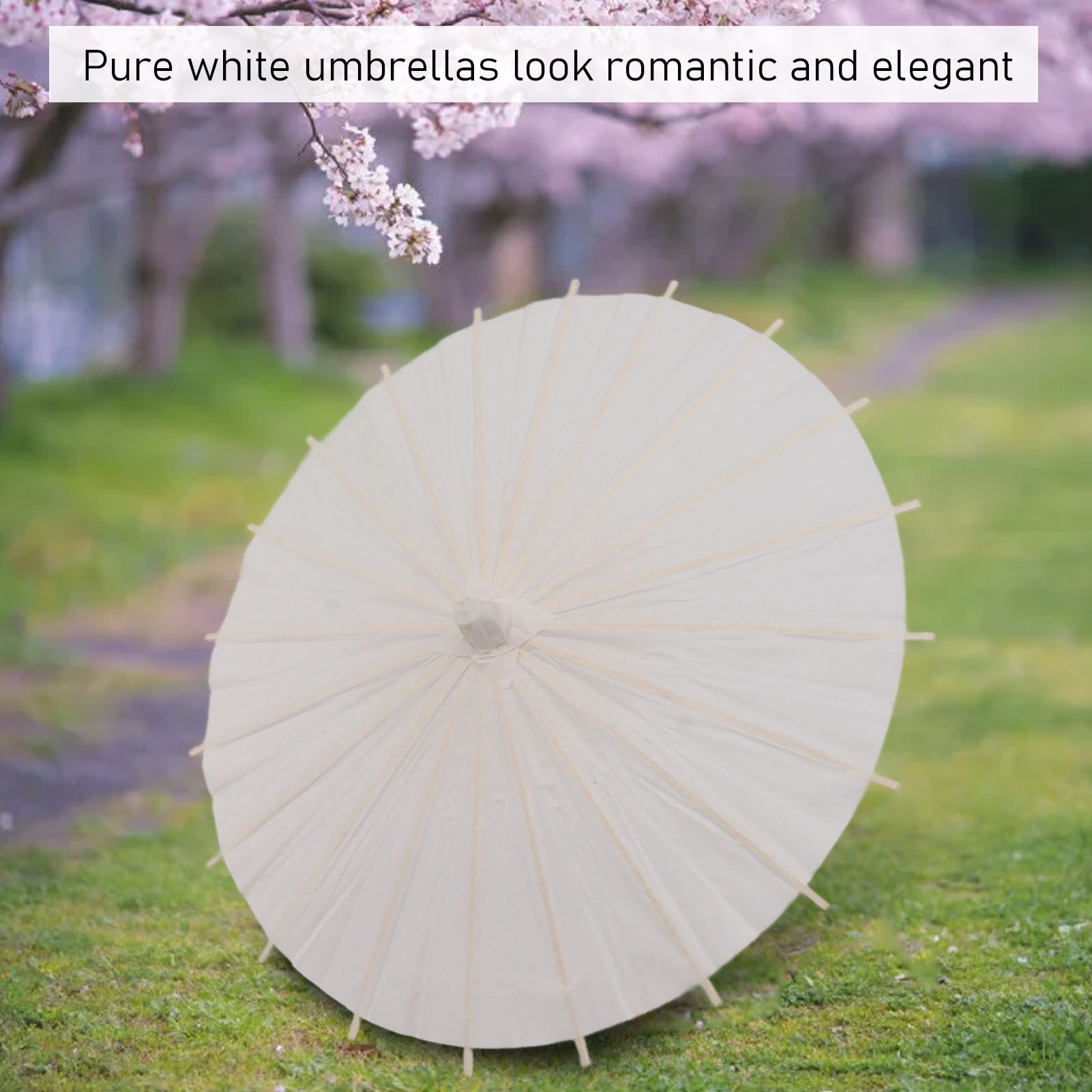 Kids Paper Parasol Bamboo and Paper Chinese Style Elegant White DIY Paper Umbrellas for Decoration 28cm/11in