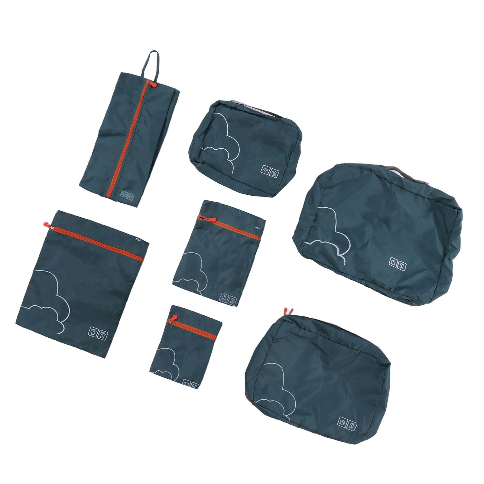 7 Pcs Luggage Packing Bags Polyester Waterproof Luggage Packing Cubes for Business Trip Travel Green