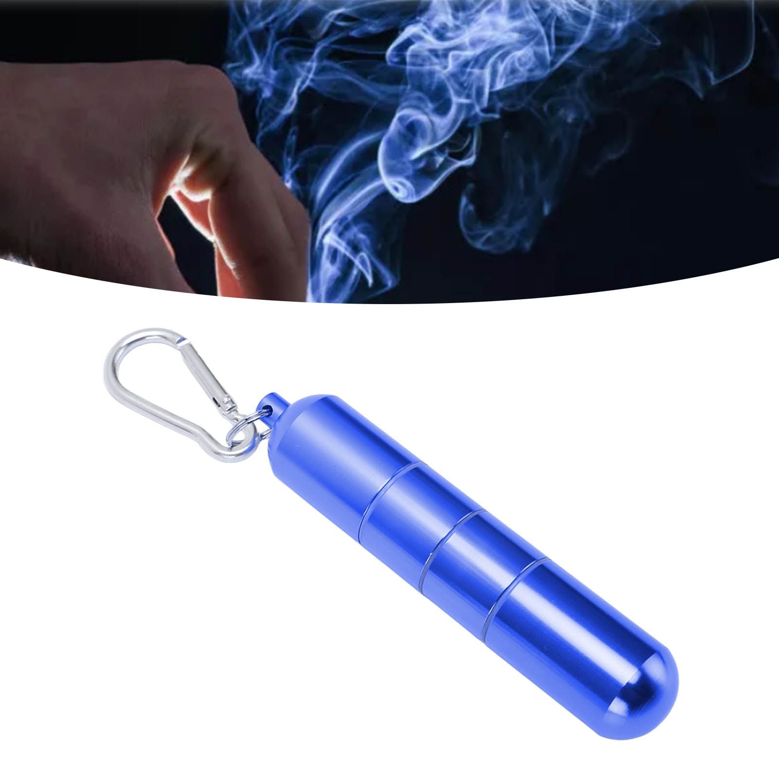 Portable Keychain Cigarette Case Aluminum Alloy Cigarette Tube Smoking Accessories for 10pcs 5.5mm Fine Cigarettes Blue