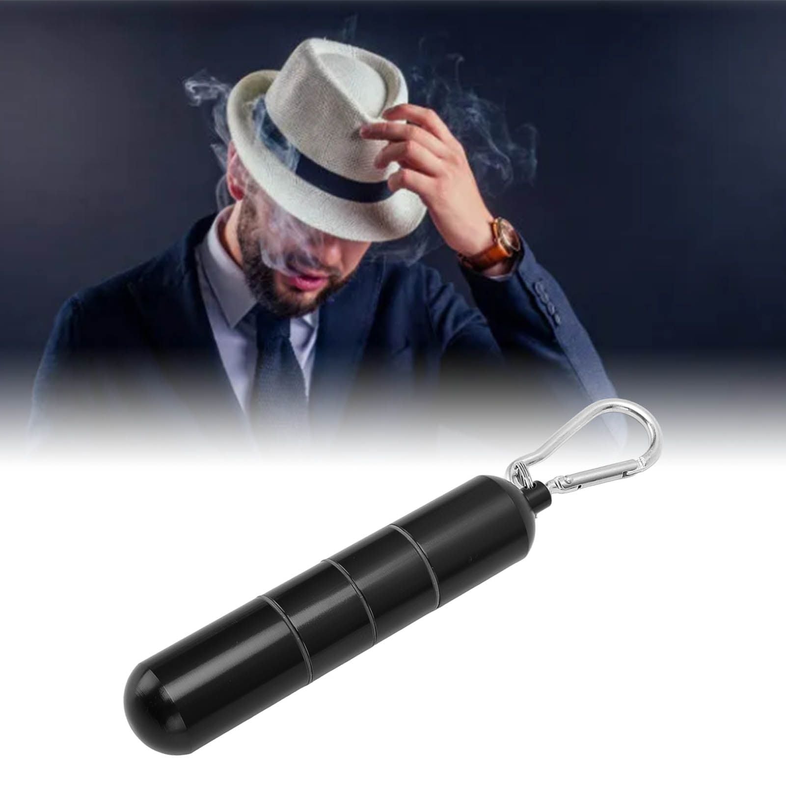 Portable Keychain Cigarette Case Aluminum Alloy Cigarette Tube Smoking Accessories for 10pcs 5.5mm Fine Cigarettes Black