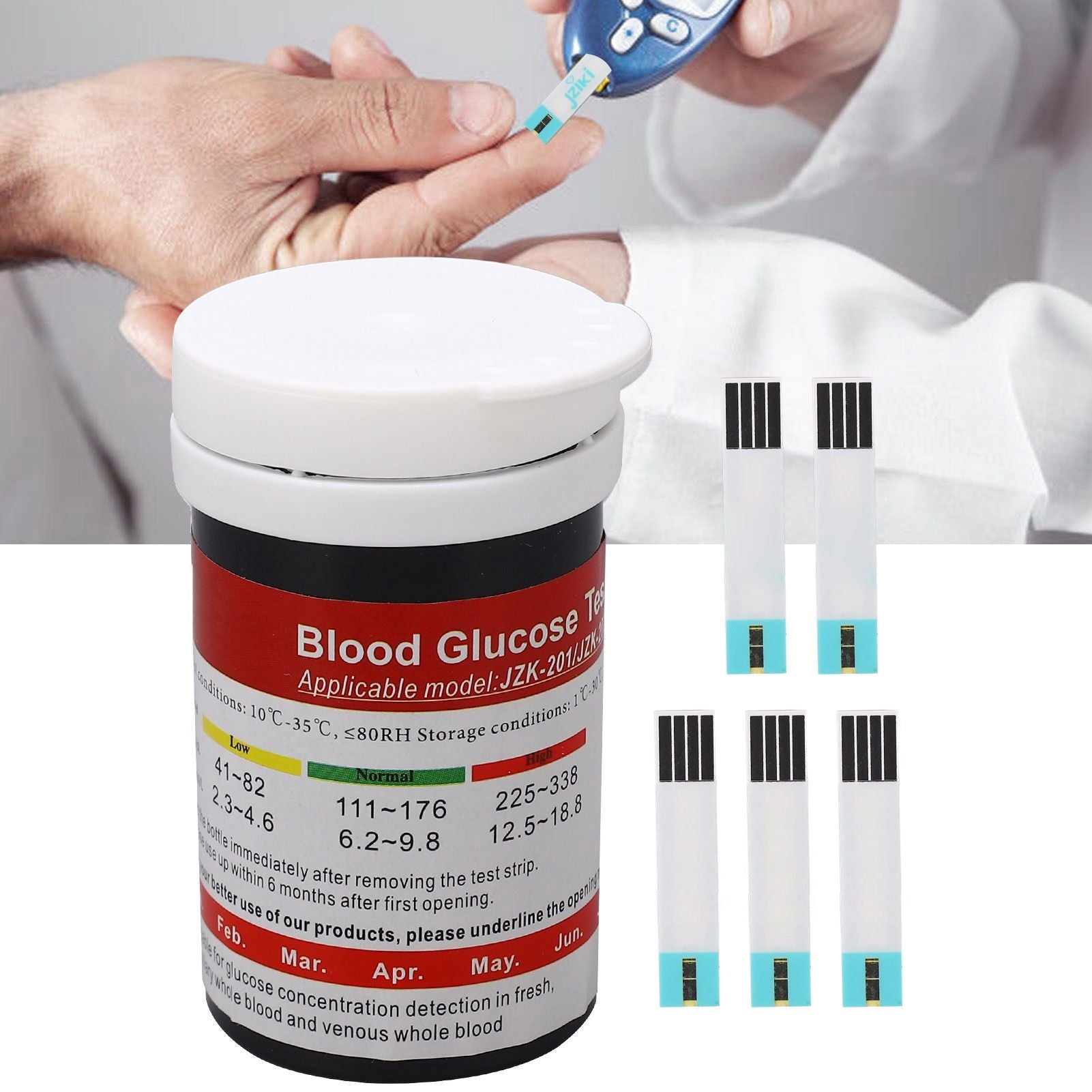 50 Count Blood Glucose Test Strips Accurate PET Blood Sugar Test Strips for Diabetes Blood Sugar Monitoring