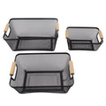 3pcs Metal Wire Storage Basket Large Capacity Decorative Sturdy Iron Art Storage Basket for Books Snacks Makeup Black