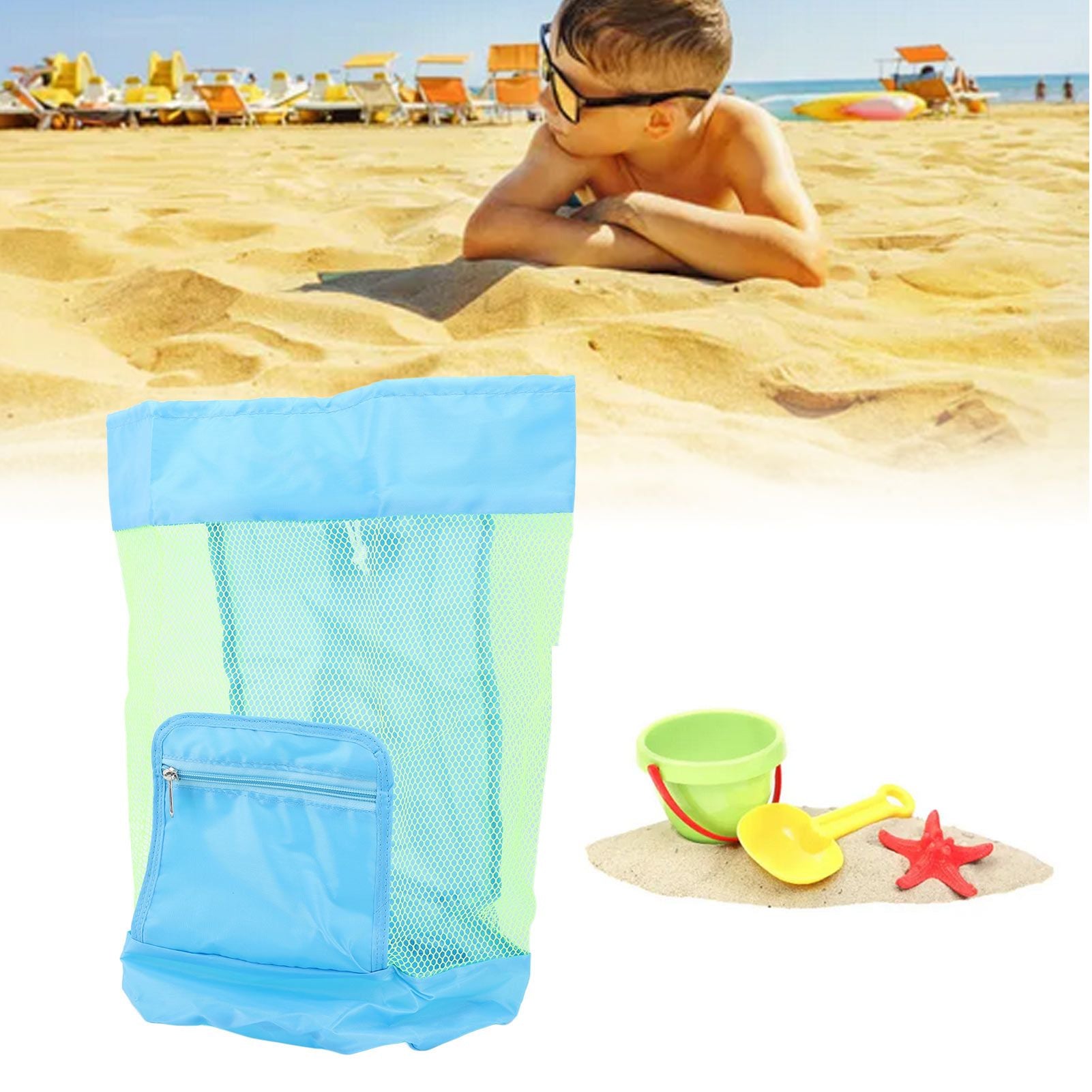 Large Mesh Beach Toy Bag Large Mesh Beach Bag for Holding Children Toys Clothes Towels Sundries 48x24cm