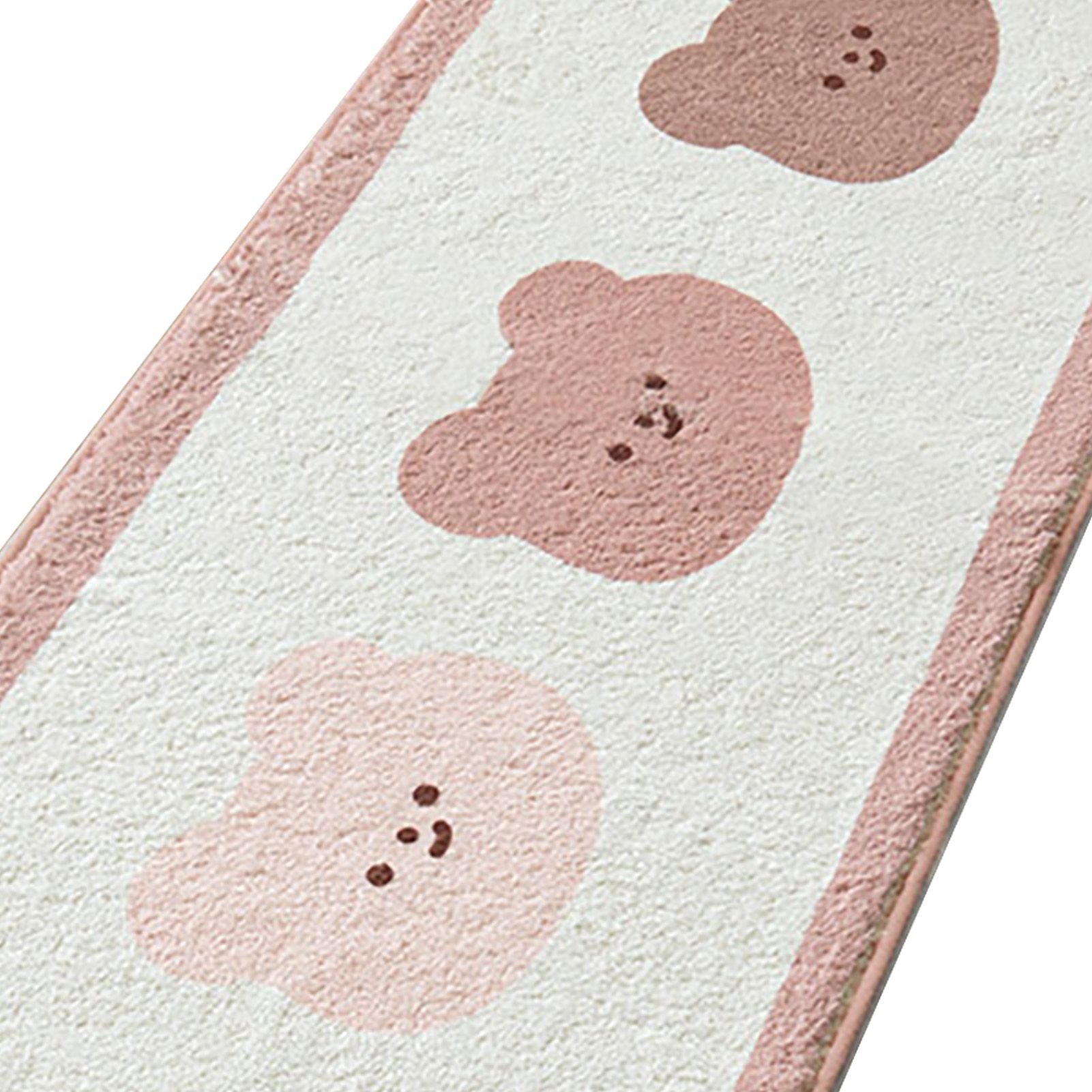 Cartoon Animal Pattern Area Rug Door Mat Soft Cute Oval Rug Bedside Carpet Decoration for Home Bedroom Brown Bear