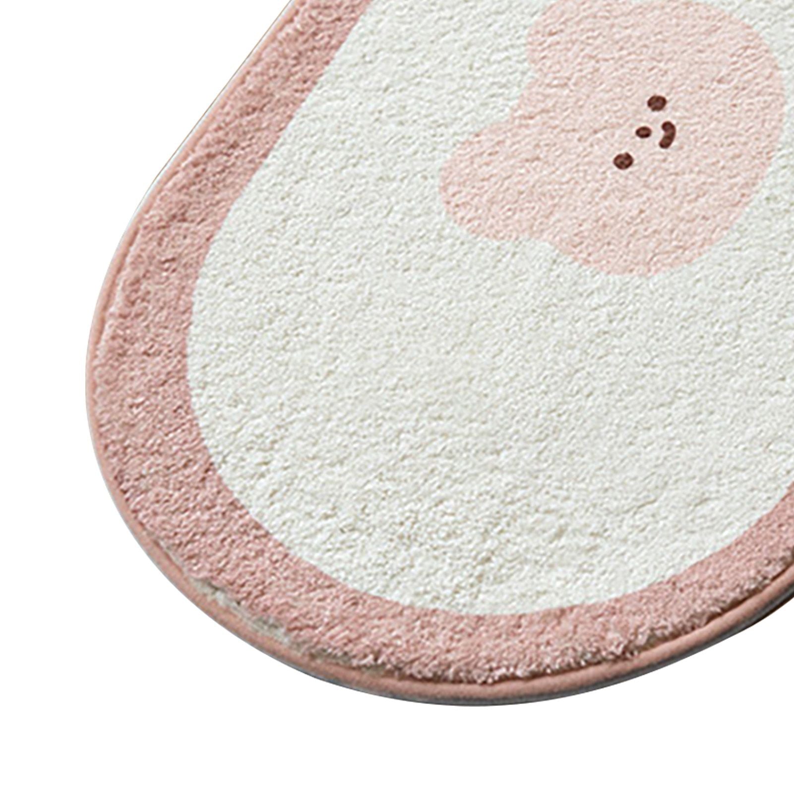 Cartoon Animal Pattern Area Rug Door Mat Soft Cute Oval Rug Bedside Carpet Decoration for Home Bedroom Brown Bear