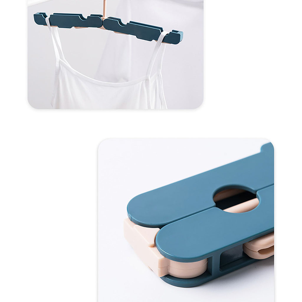 Clothes Hanger Rack Anti Slip Multifunctional Foldable Travel Hanger with Clips for Home Dorm Dark Blue