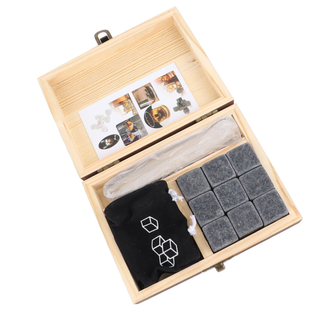 Whiskey Stone Black Multifunctional Portable Chilling Cooler Rocks with Tweezers Storage Box For Drinking Gift