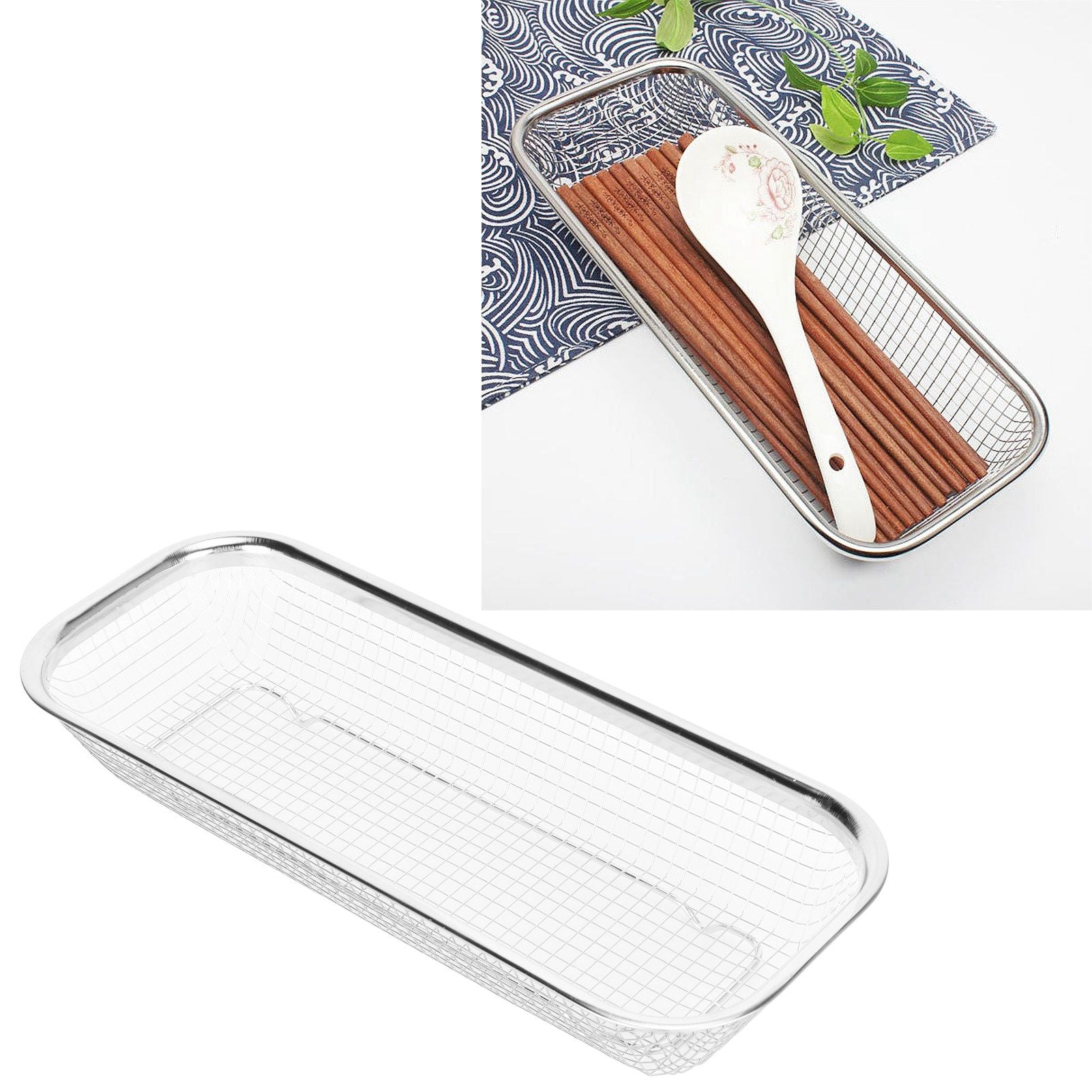Stainless Steel Utensil Drying Rack Multifunctional Cutlery Drain Basket for Chopsticks Knives Spoons Grid Type