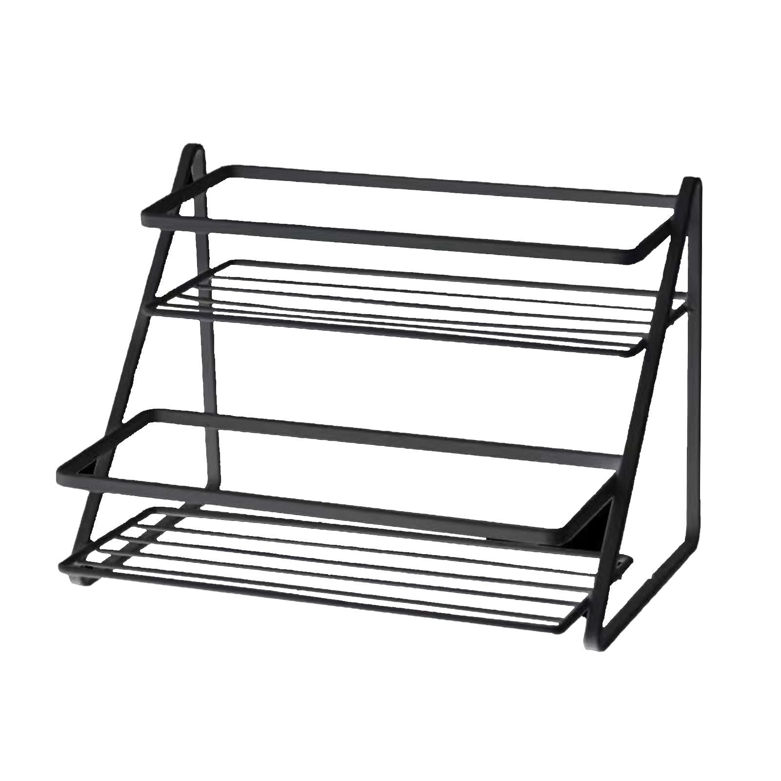 Kitchen Countertop Storage Rack Space Saving Multifunctional 2 Tiers Spice Toiletries Makeup Counter Standing Shelf Black