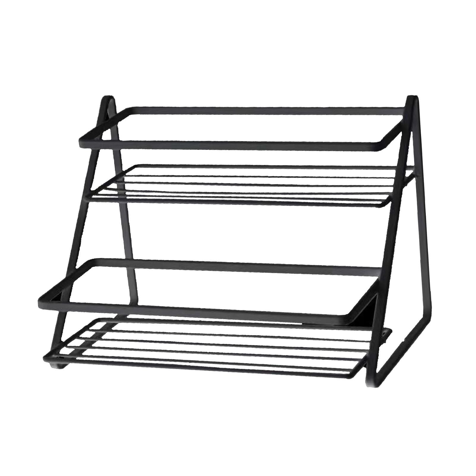 Kitchen Countertop Storage Rack Space Saving Multifunctional 2 Tiers Spice Toiletries Makeup Counter Standing Shelf Black