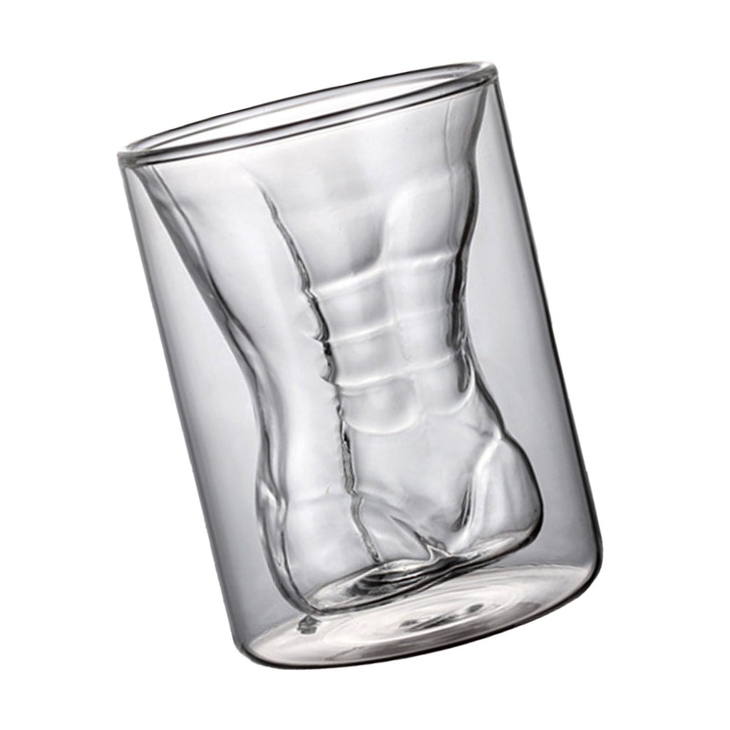 Body Shape Glass Cup Double Layer Beer Whisky Drinking Shot Glass for Party Gathering Bar Man Body Shaped