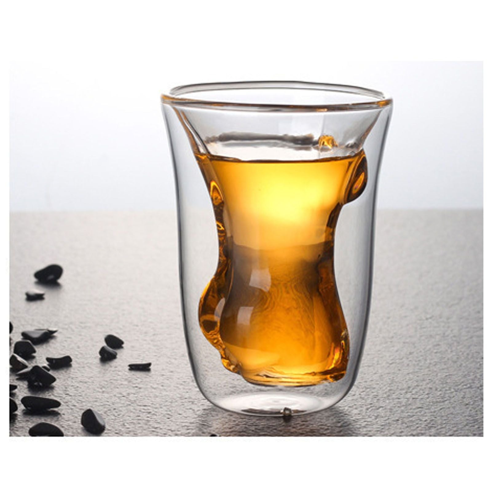 Body Shape Glass Cup Double Layer Beer Whisky Drinking Shot Glass for Party Gathering Bar Woman Body Shaped