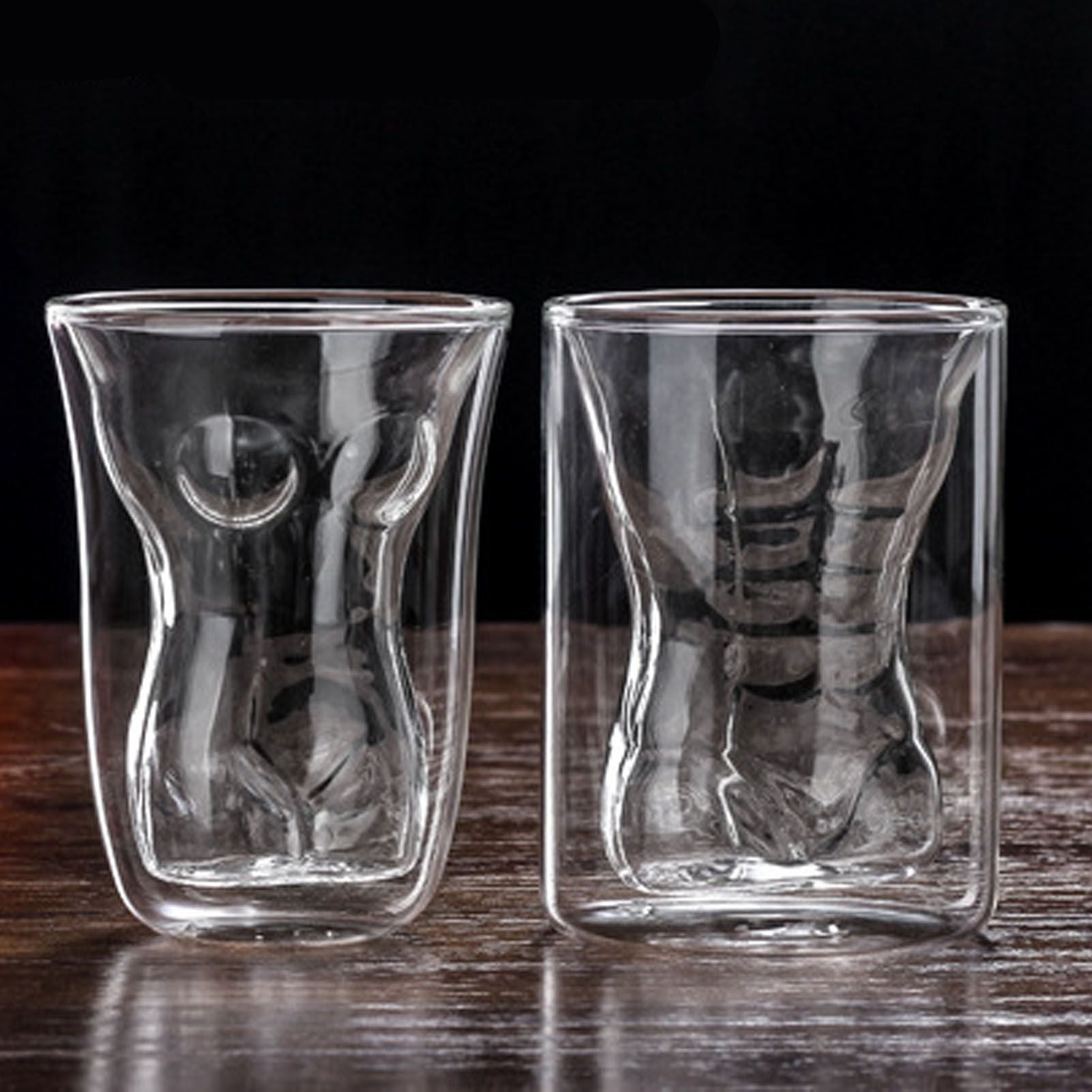 Body Shape Glass Cup Double Layer Beer Whisky Drinking Shot Glass for Party Gathering Bar Woman Body Shaped