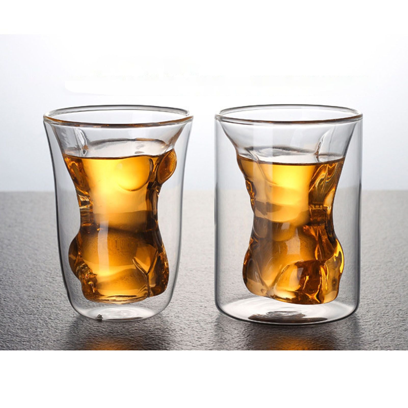 Body Shape Glass Cup Double Layer Beer Whisky Drinking Shot Glass for Party Gathering Bar Woman Body Shaped