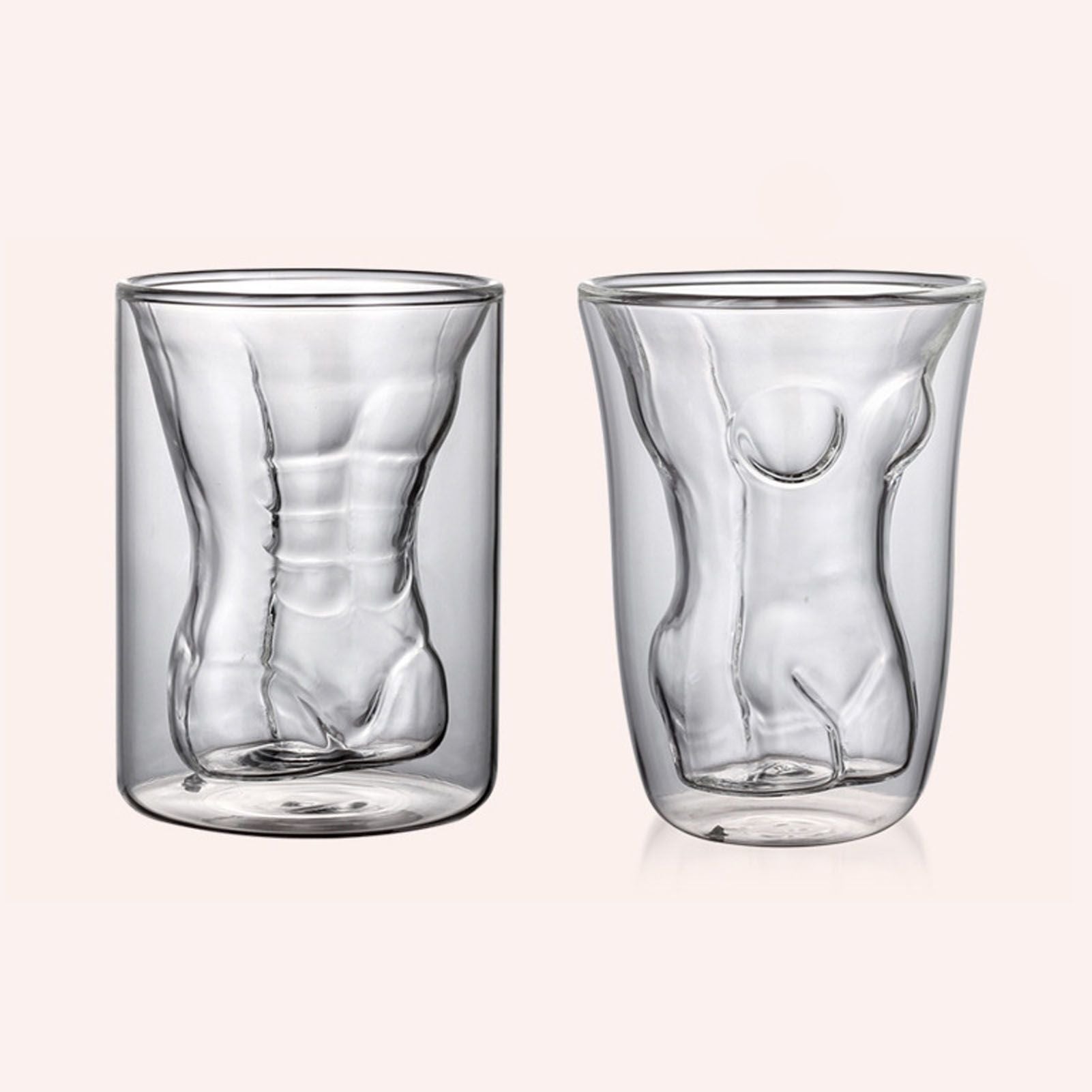 Body Shape Glass Cup Double Layer Beer Whisky Drinking Shot Glass for Party Gathering Bar Woman Body Shaped