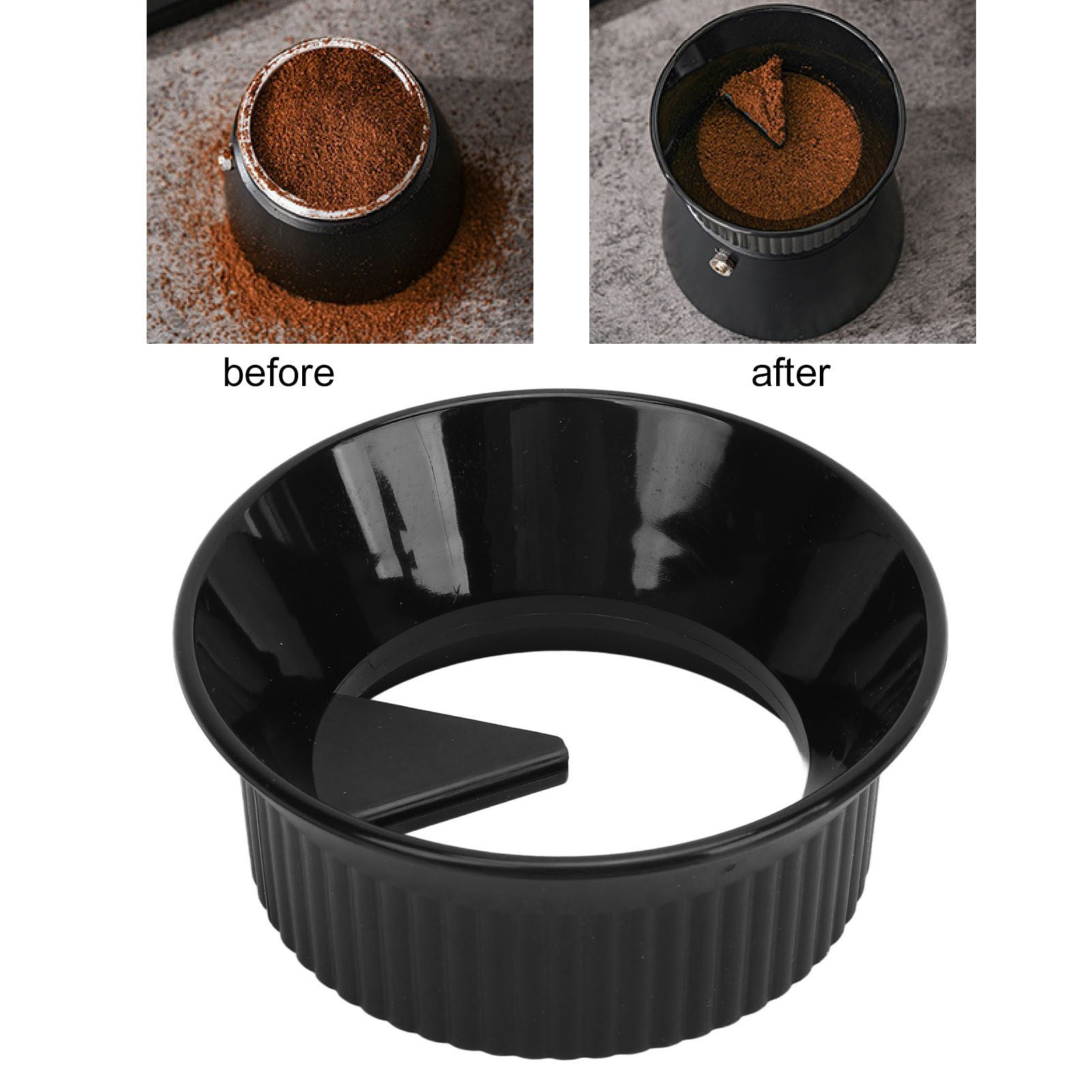Moka Coffee Distributor Splash Proof Dosing Funnel Coffee Dosing Ring for Single And Dual Valve Moka Pot Black For Six 300ml
