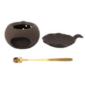 Ceramic Tea Roaster Loose Leaf Tea Warmer Tea Fragrance Roasting Baking Pot with Stainless Steel Spoon