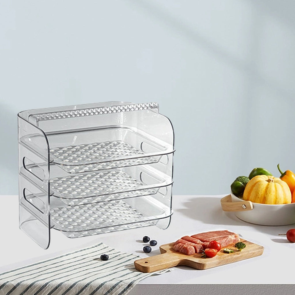 Multi Layer Food Tray Multifunctional Strong Capacity Durable Vegetable Fruit Preparation Plate 3 Layer White