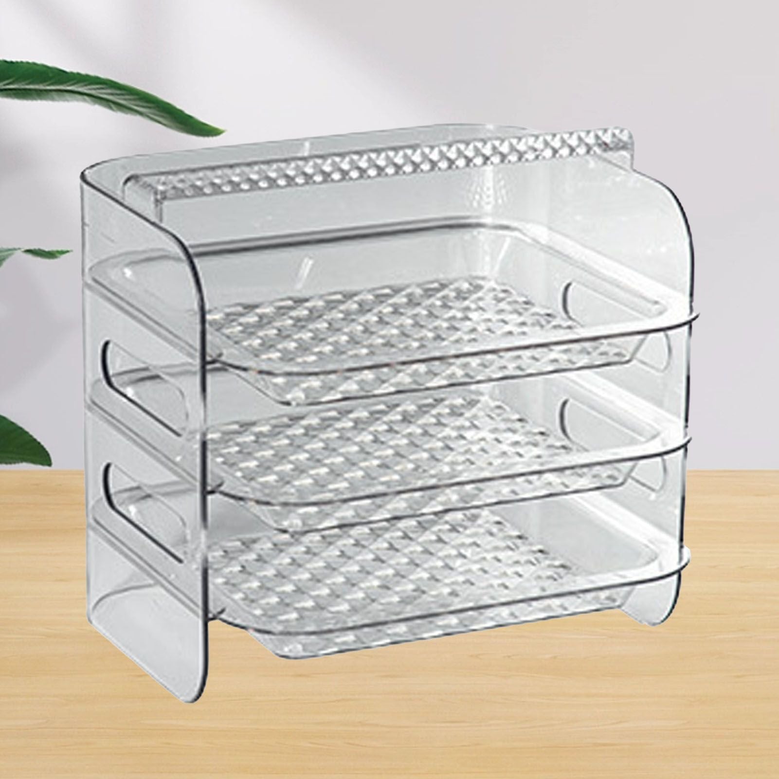 Multi Layer Food Tray Multifunctional Strong Capacity Durable Vegetable Fruit Preparation Plate 3 Layer White