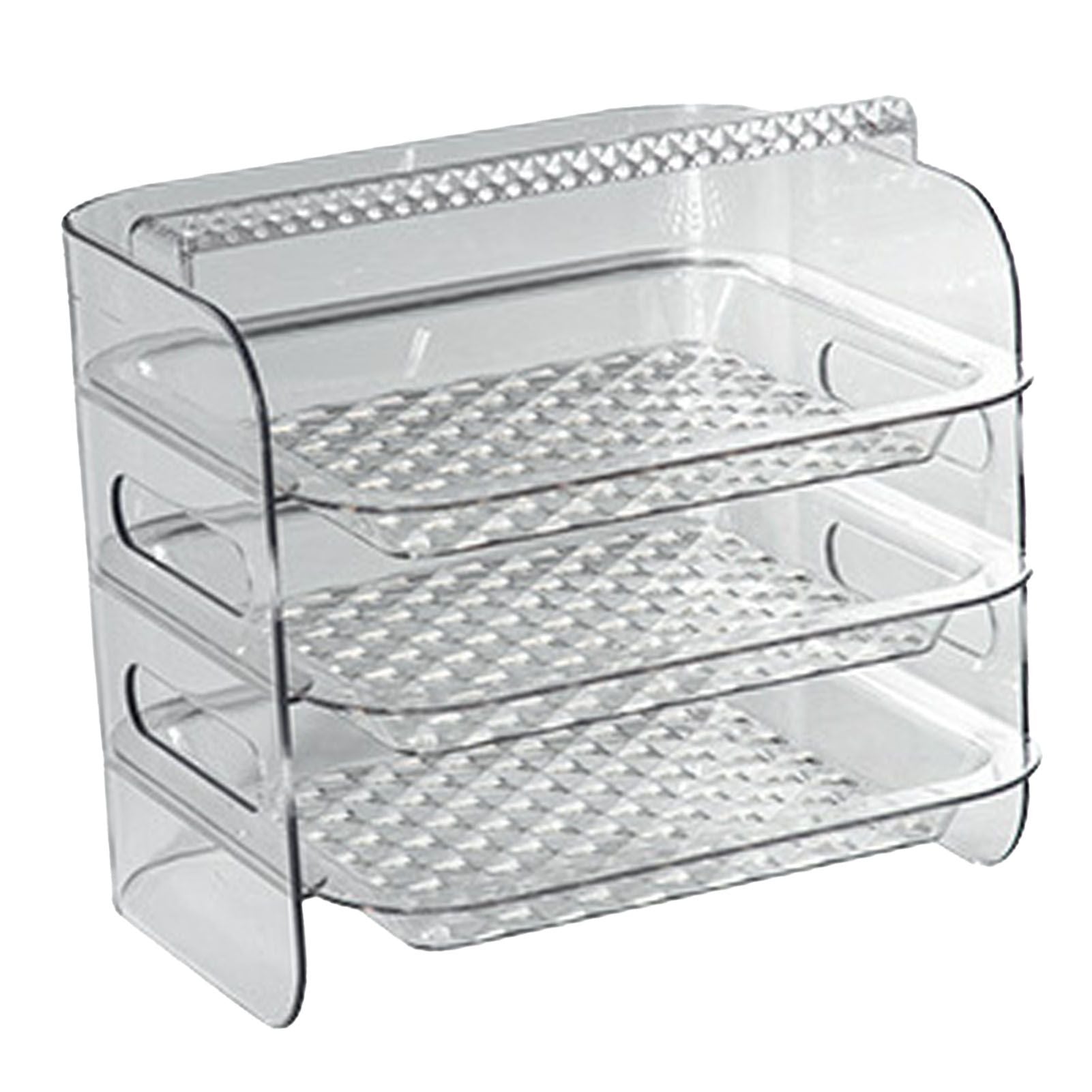 Multi Layer Food Tray Multifunctional Strong Capacity Durable Vegetable Fruit Preparation Plate 3 Layer White