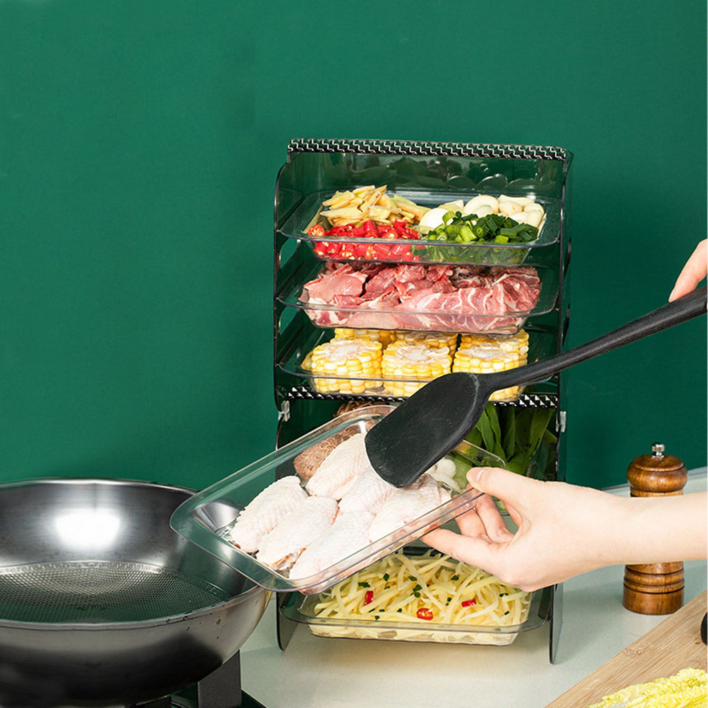 Multi Layer Food Tray Multifunctional Strong Capacity Durable Vegetable Fruit Preparation Plate 6 Layer Green
