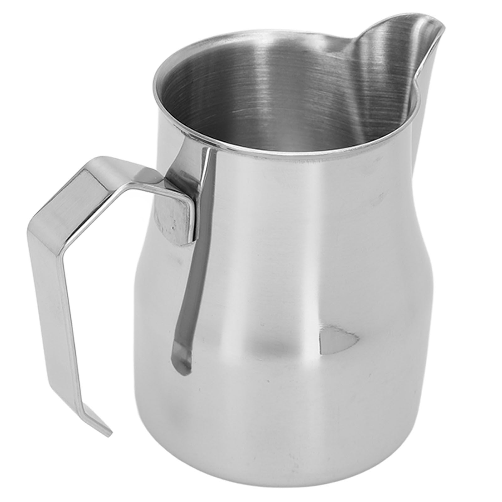 Milk Frothing Pitcher Coffee Steaming Pitcher 304 Stainless Steel Coffee Milk Cup Milk Frother Cup Olecranon Type Outlet Silver 350ML