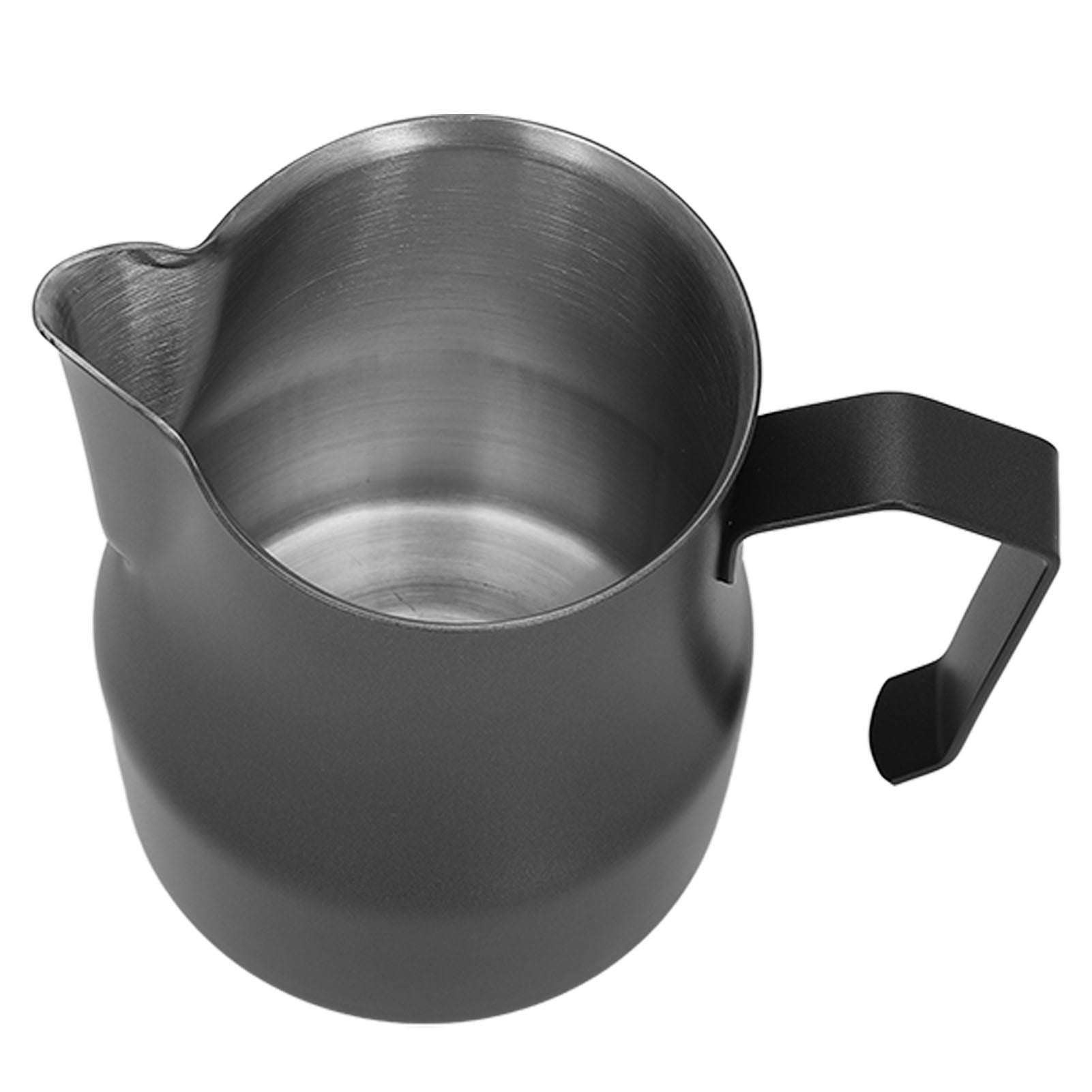 Milk Frothing Pitcher Coffee Steaming Pitcher 304 Stainless Steel Coffee Milk Cup Milk Frother Cup Olecranon Type Outlet Black 450ML
