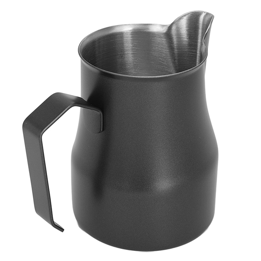 Milk Frothing Pitcher Coffee Steaming Pitcher 304 Stainless Steel Coffee Milk Cup Milk Frother Cup Olecranon Type Outlet Black 450ML