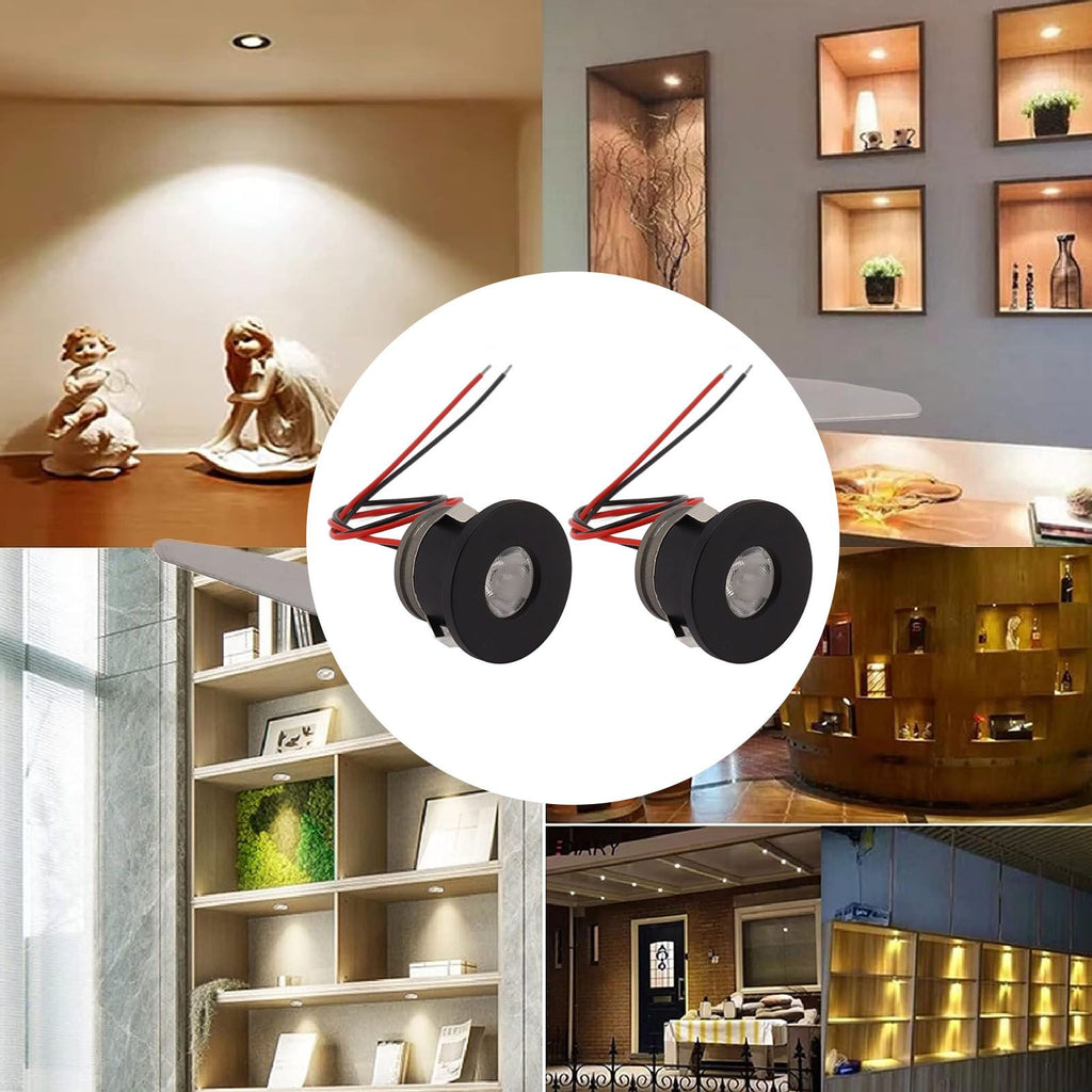 2PCS Recessed Mini LED Spotlight 15 Degrees 1 Watt 80LM Small LED Spotlight for Jewelry Showcase 12VDC