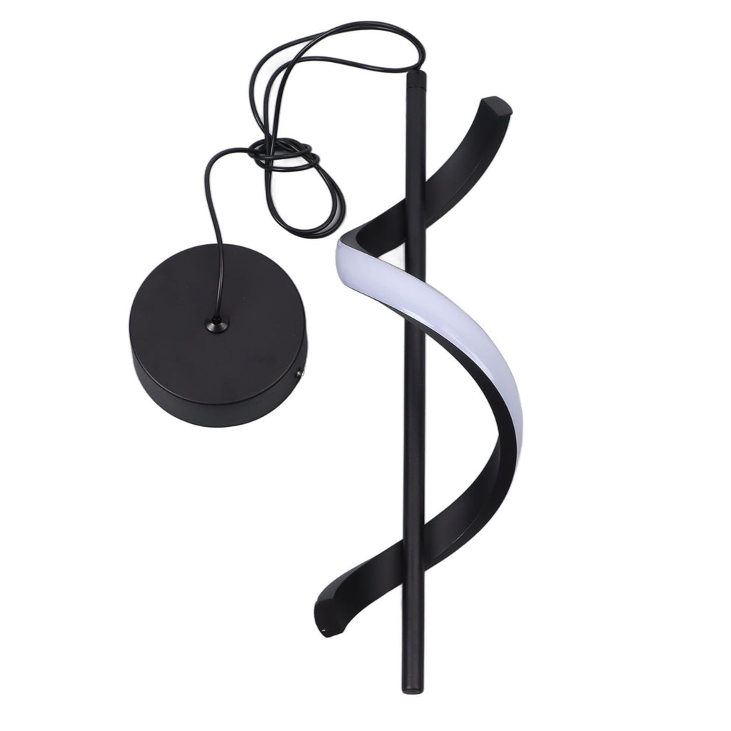 Spiral LED Pendant Light Black Glareless Bright Eyes Protection LED Hanging Lamp for Living Room Cafe Family 85‑265V Warm Light