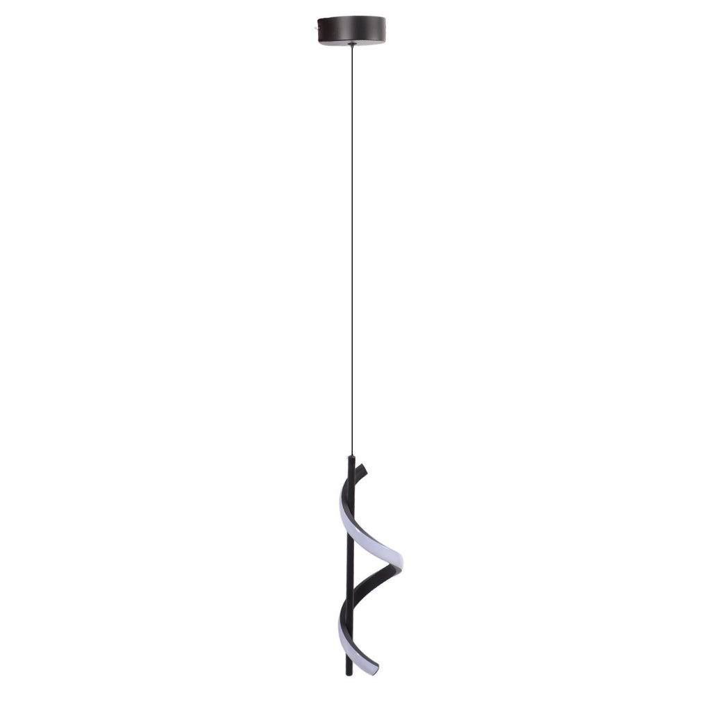 Spiral LED Pendant Light Black Glareless Bright Eyes Protection LED Hanging Lamp for Living Room Cafe Family 85‑265V White Light