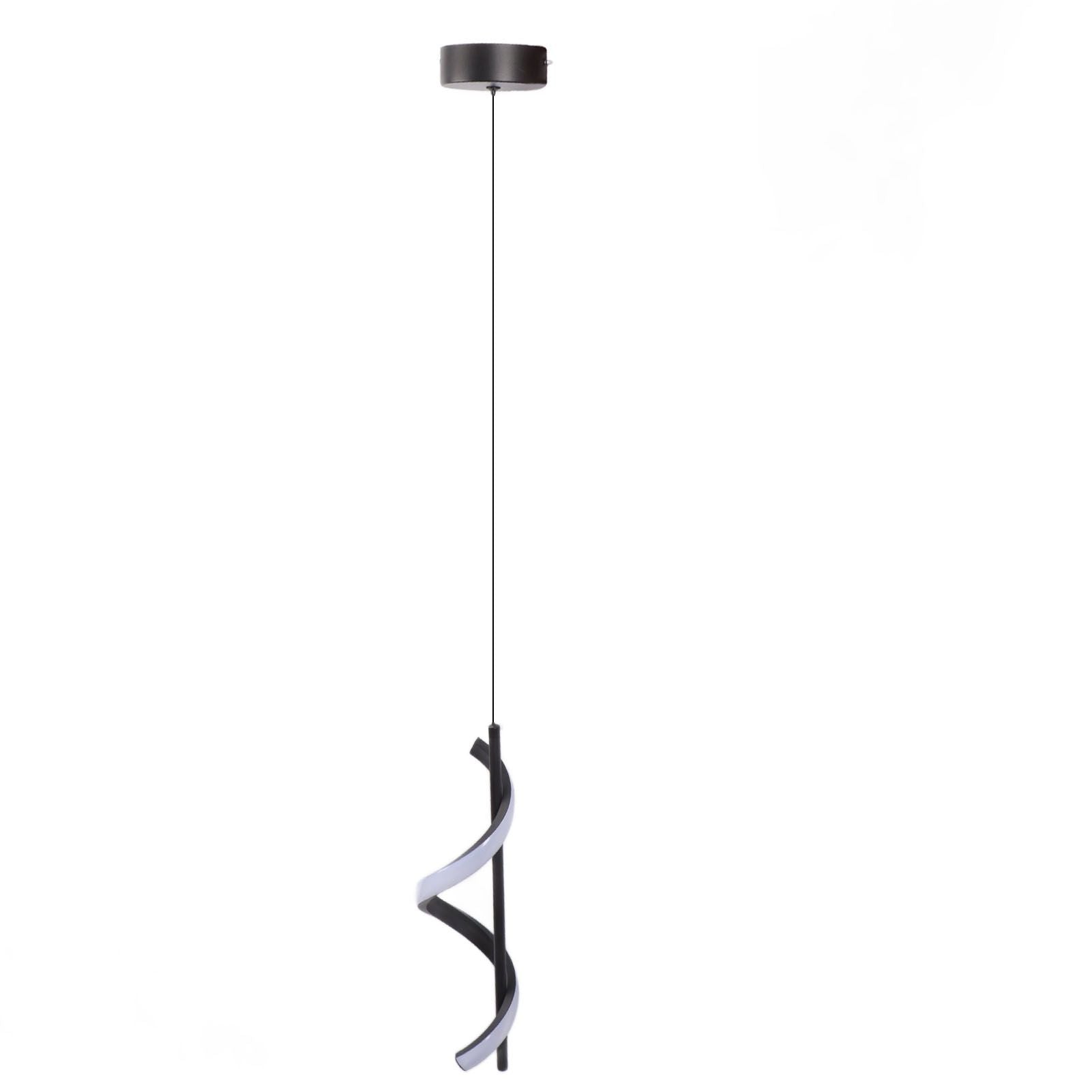 Spiral LED Pendant Light Black Glareless Bright Eyes Protection LED Hanging Lamp for Living Room Cafe Family 85‑265V White Light