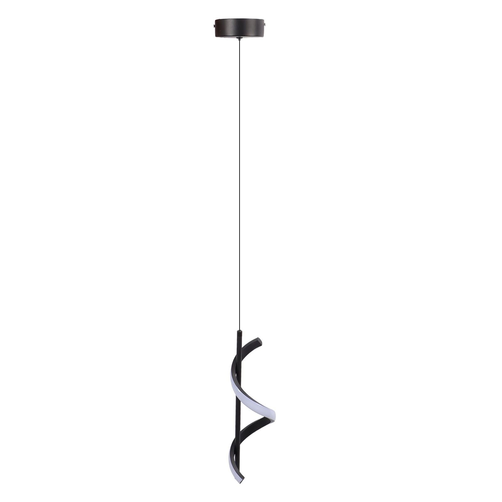 Spiral LED Pendant Light Black Glareless Bright Eyes Protection LED Hanging Lamp for Living Room Cafe Family 85‑265V White Light