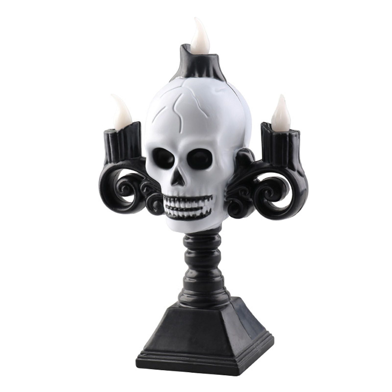 Skull Head LED Candle Light Lightweight Retro Spooky Green Light Plastic Skull Flameless Candle Lights for Party