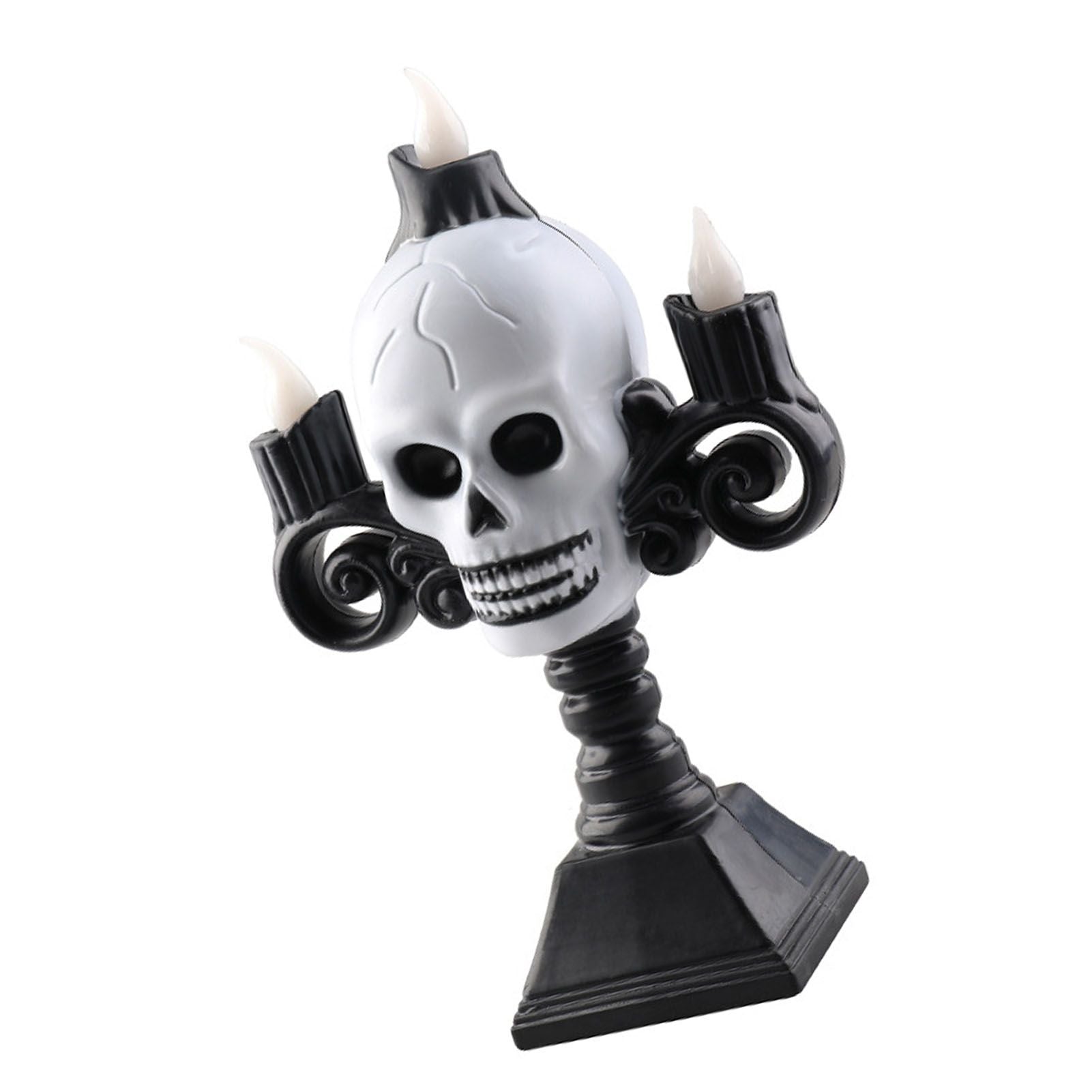 Skull Head LED Candle Light Lightweight Retro Spooky Green Light Plastic Skull Flameless Candle Lights for Party
