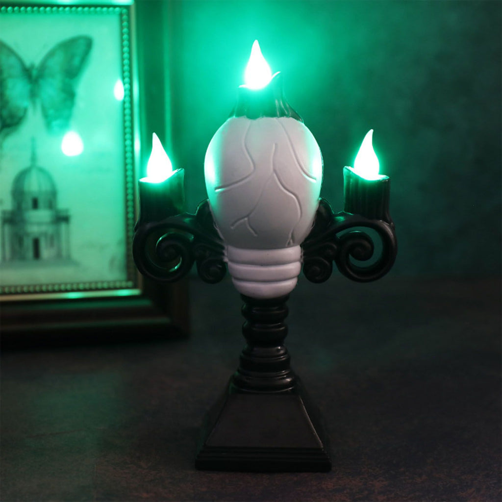 Skull Head LED Candle Light Lightweight Retro Spooky Green Light Plastic Skull Flameless Candle Lights for Party