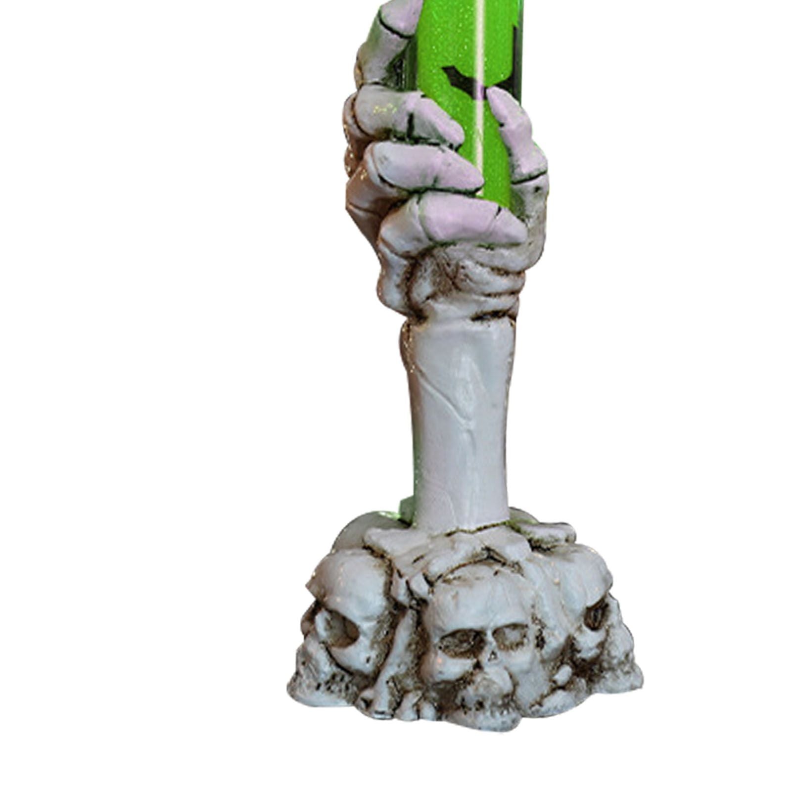 Halloween Skull Candle Holder Light Skeleton Ghost Hand Flameless Candle Lamp Party Bar Decoration Lamp Green